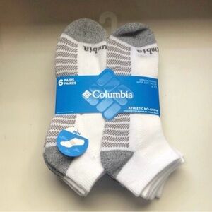 New Columbia Socks Men’s 6 Pair White & Gray Athletic No Show Sock Casual Active